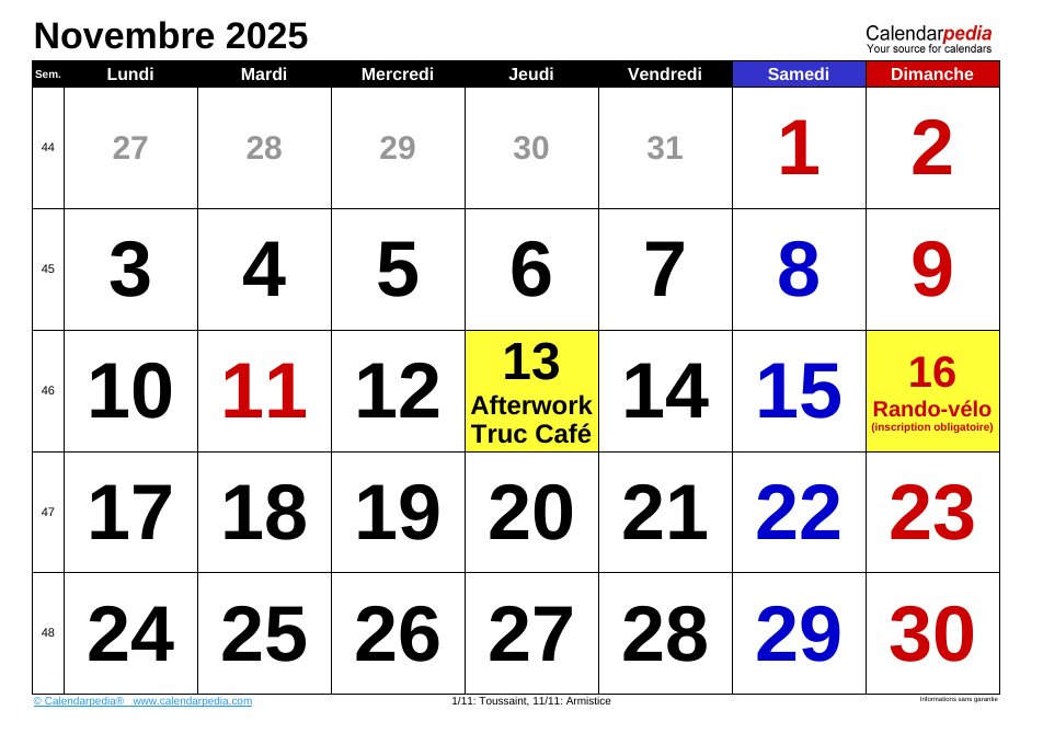 Programme de novembre 2025